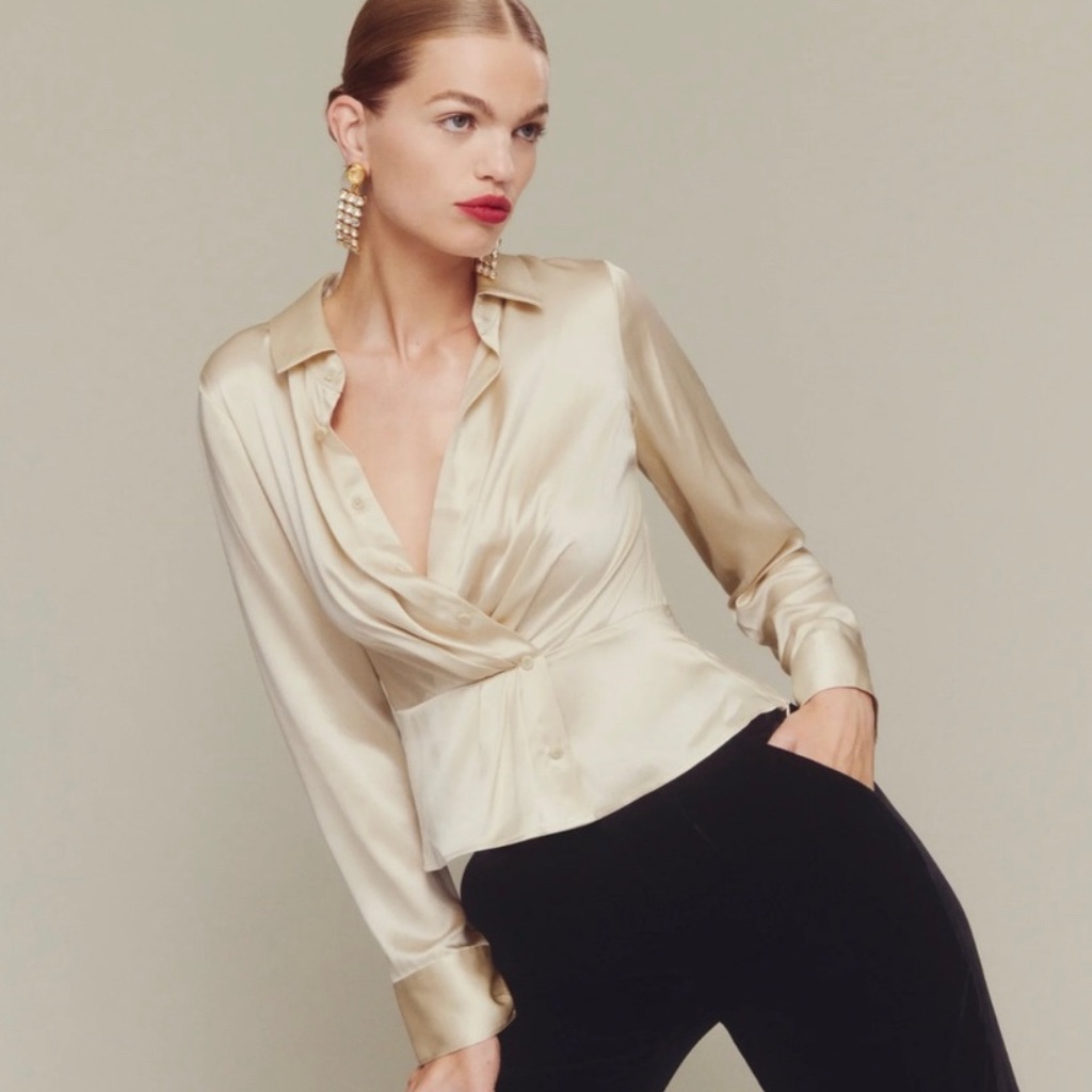 Reformation Rennes Silk Top